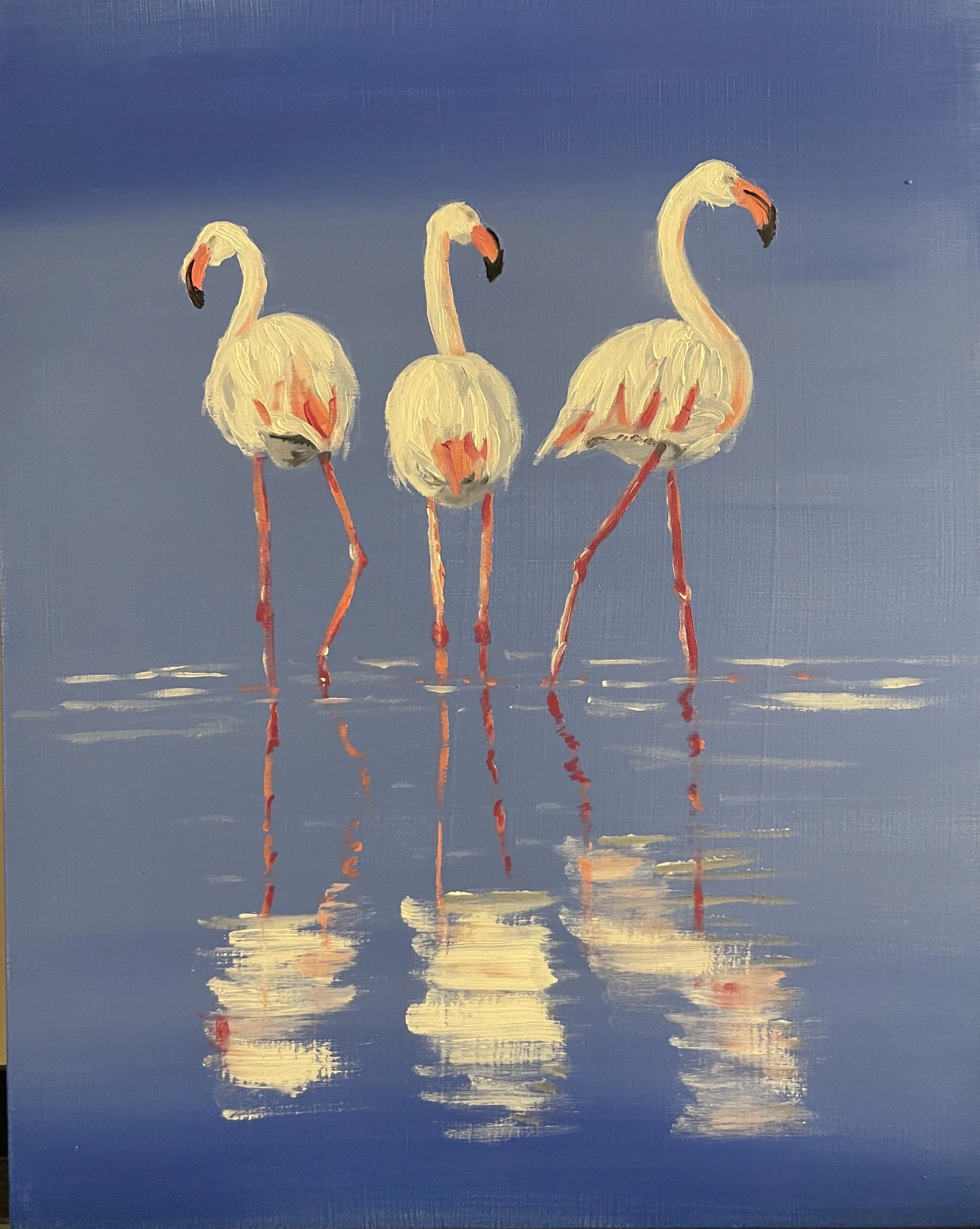 Flamingals 8x10 Oil