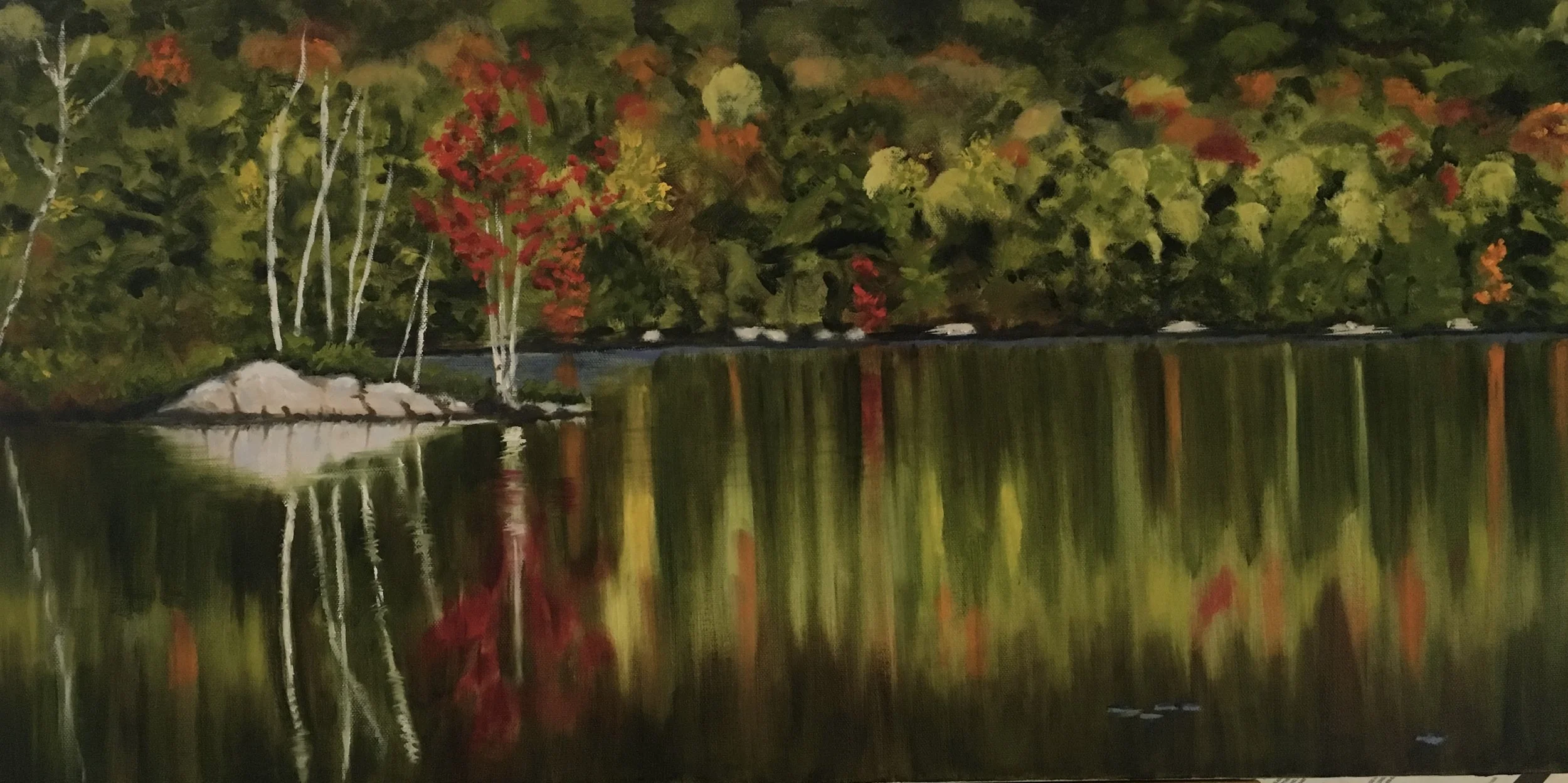 Lake Reflections Oil 15x36 $800