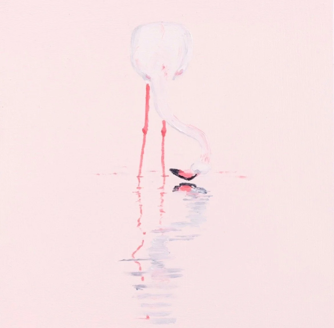 Oil painting of a Flamingo