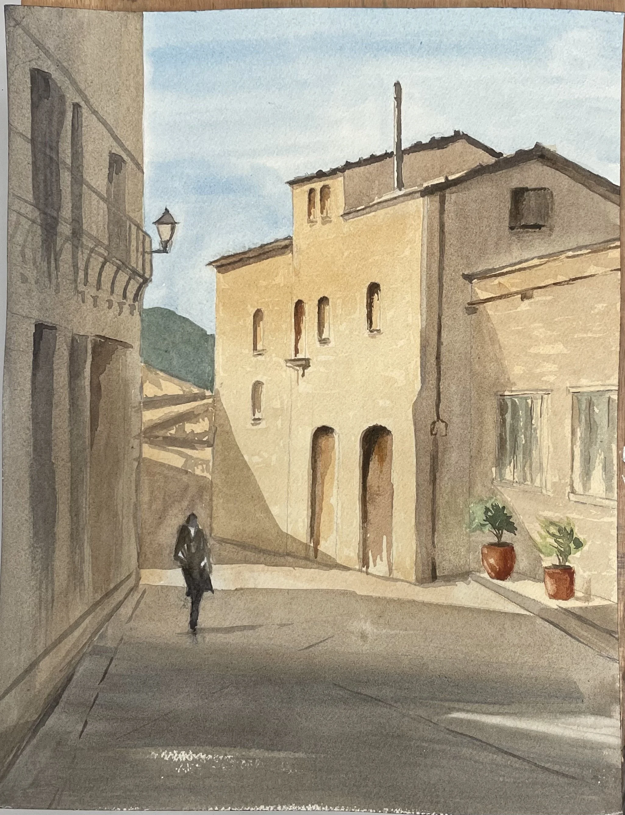 Sicilian Stroll Watercolor 16x20 $400