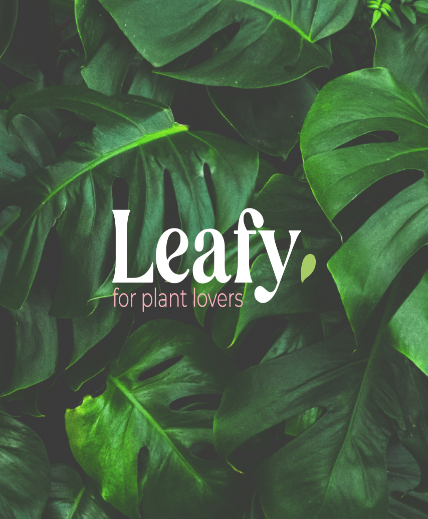 Logo Leafy sur une photo de plantes