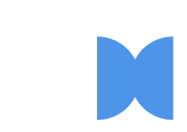 Logo of a blue letter 'M' with a curved design.