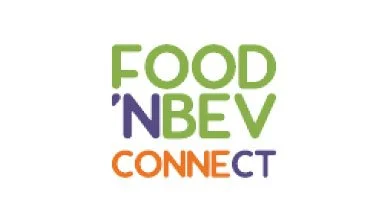 Logo with the words 'Food ' in green, 'nbev' in purple, and 'Connect' in orange and purple.