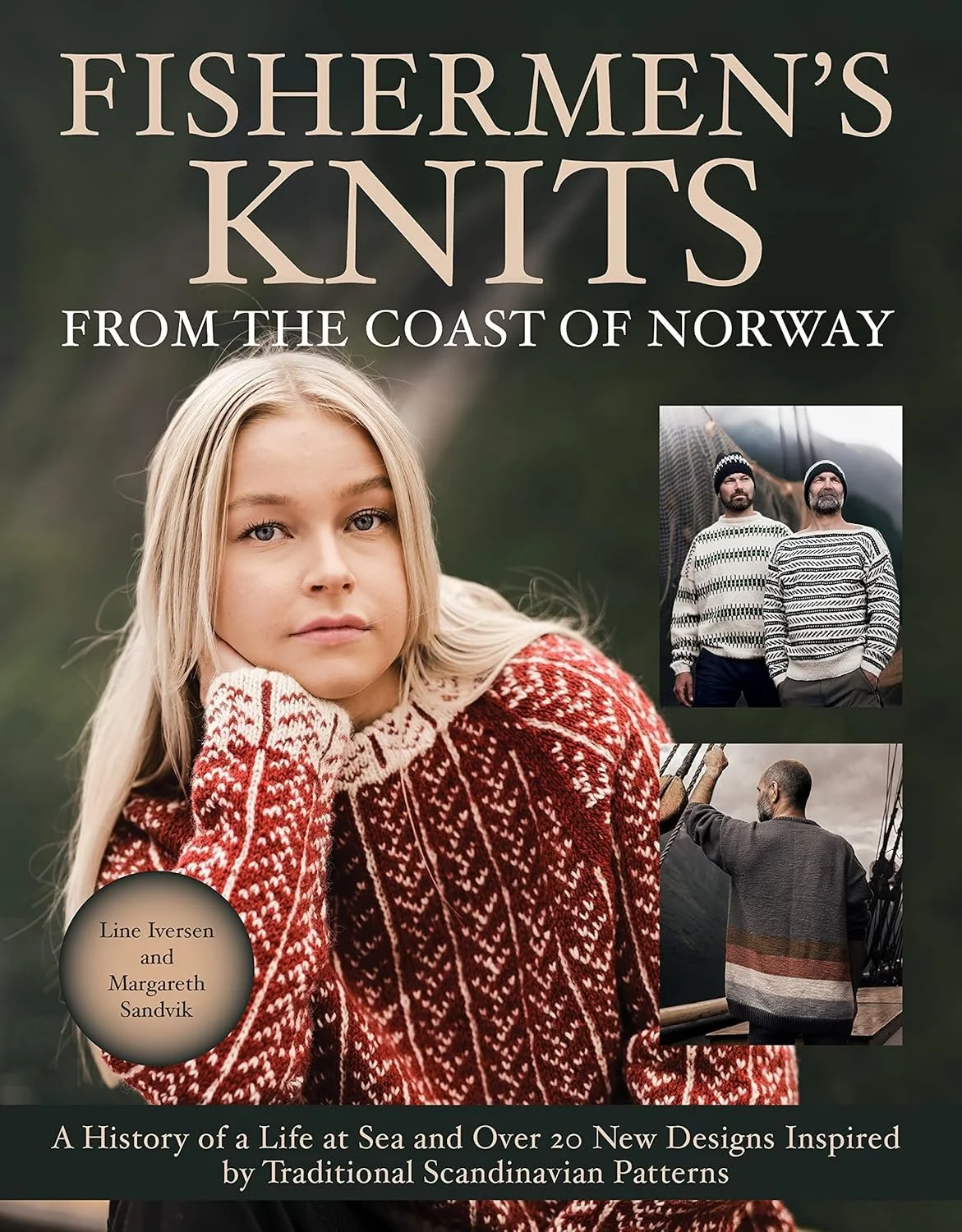 young woman in a red and white hand knit sweater on the cover of this book