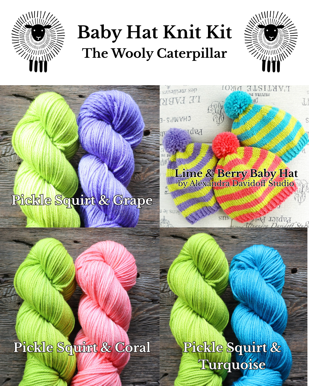 Baby Hat Knit Kit - Collage - Lime & Berry.png