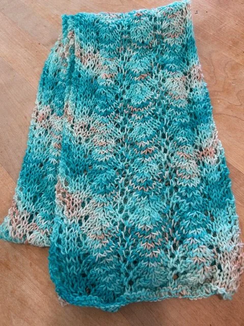 Colorway: Anderson Fundraiser: A Day at the Beach 
Pattern: Ribbon of Hope Scarf