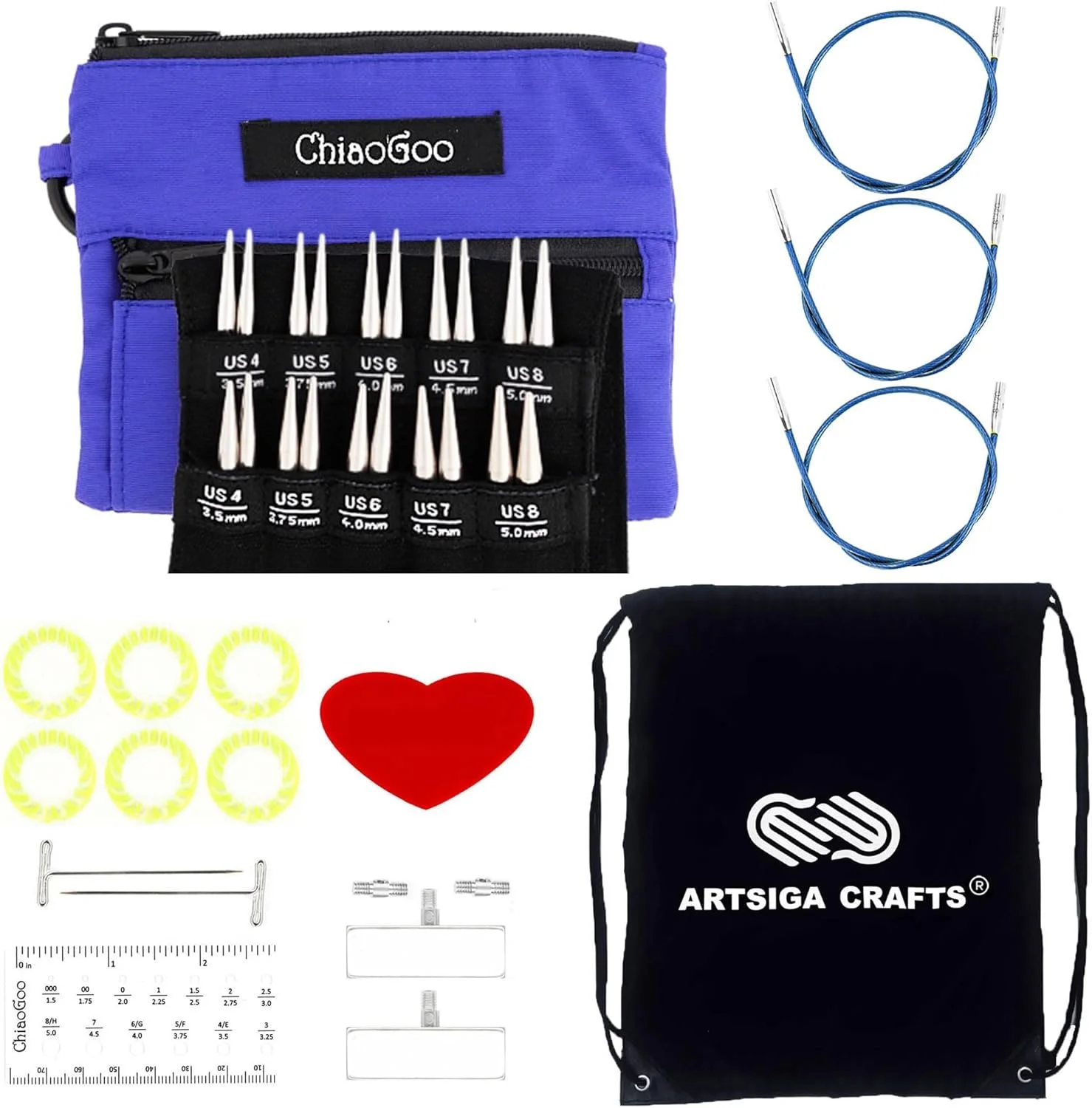 picture of an interchangeable knitting needle set