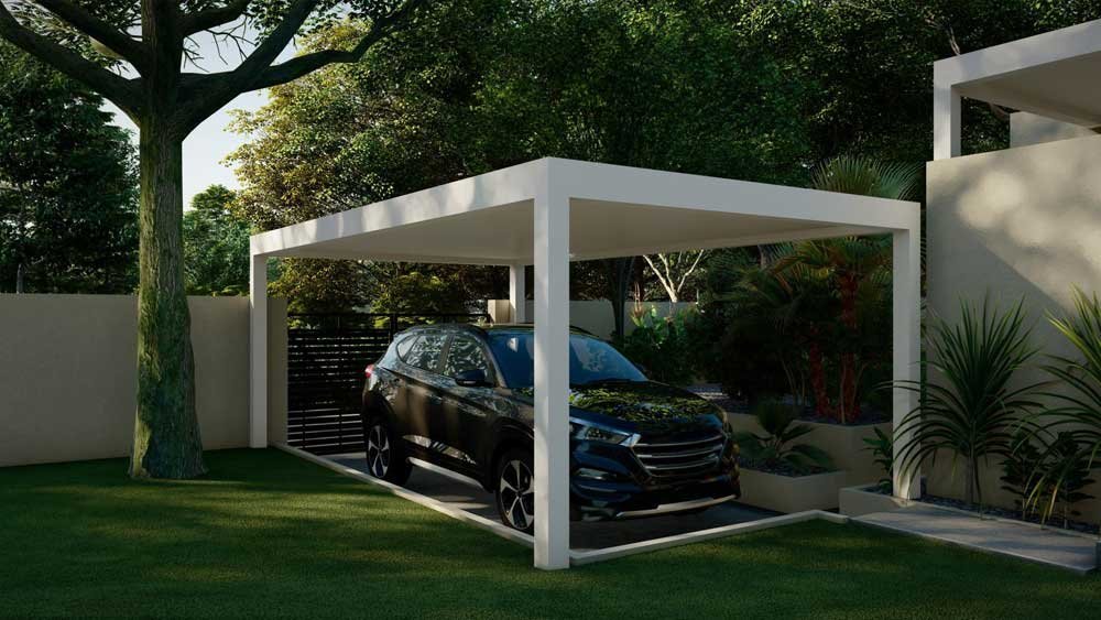 Pergola with tilting louvers designed for flexible outdoor use in Long Island, NY