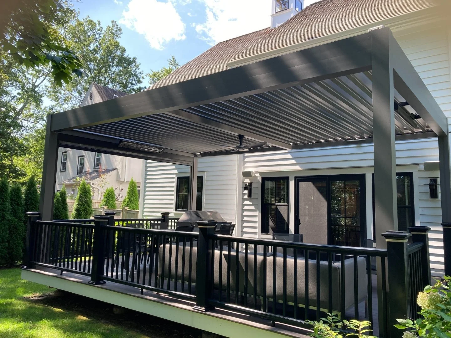 Pergola complementing residential landscape design in Syosset, NY