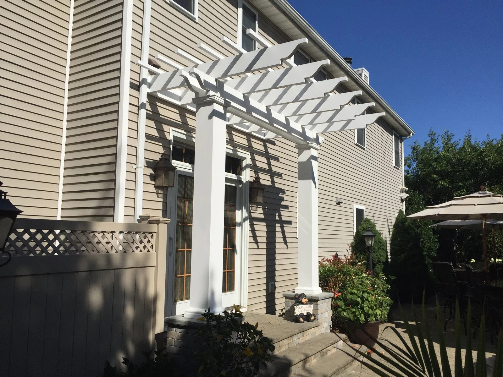 Landscape design with pergola in Long Island, NY