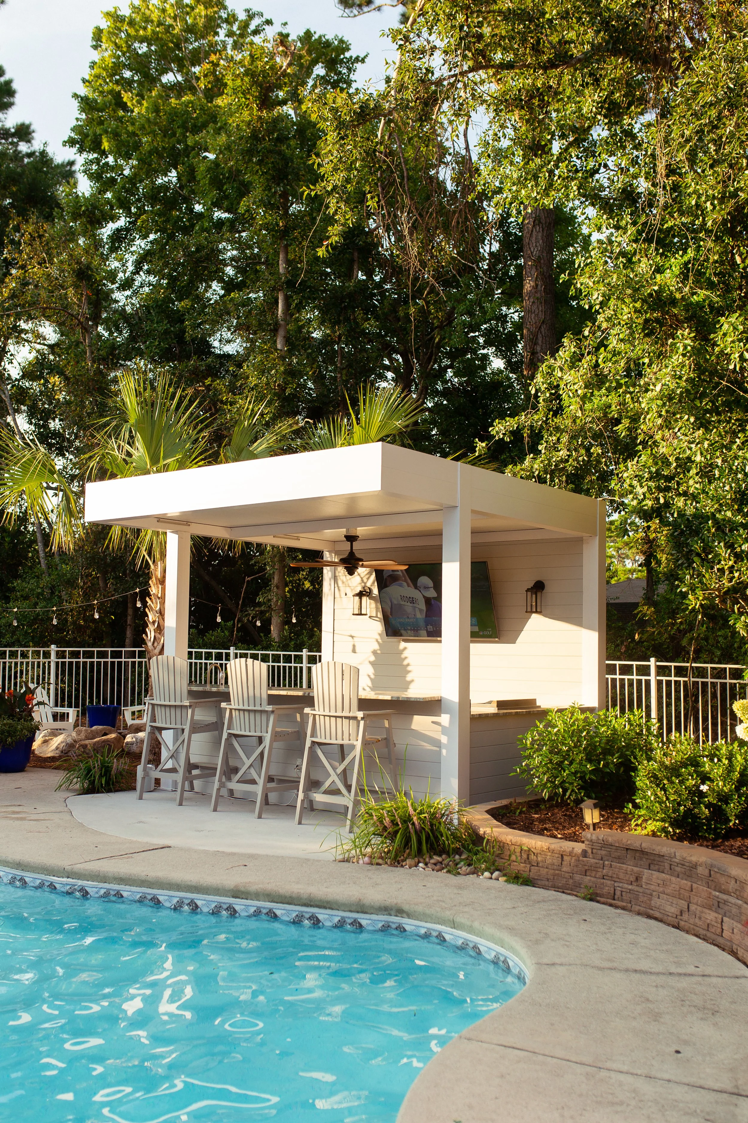 Custom Azenco pergola integrated with patio and landscaping design