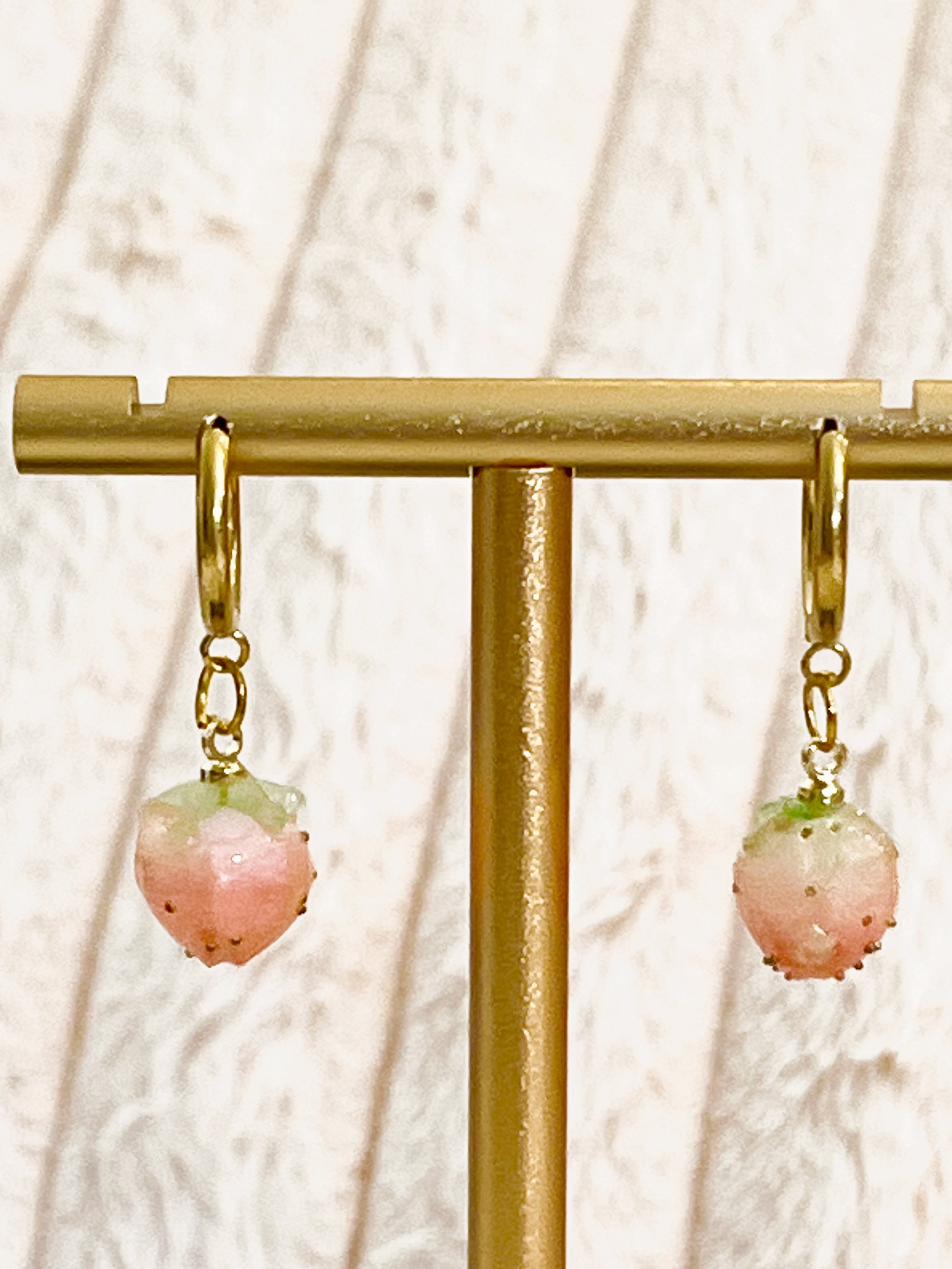 Pastel Strawberry Frost Hoop Earrings