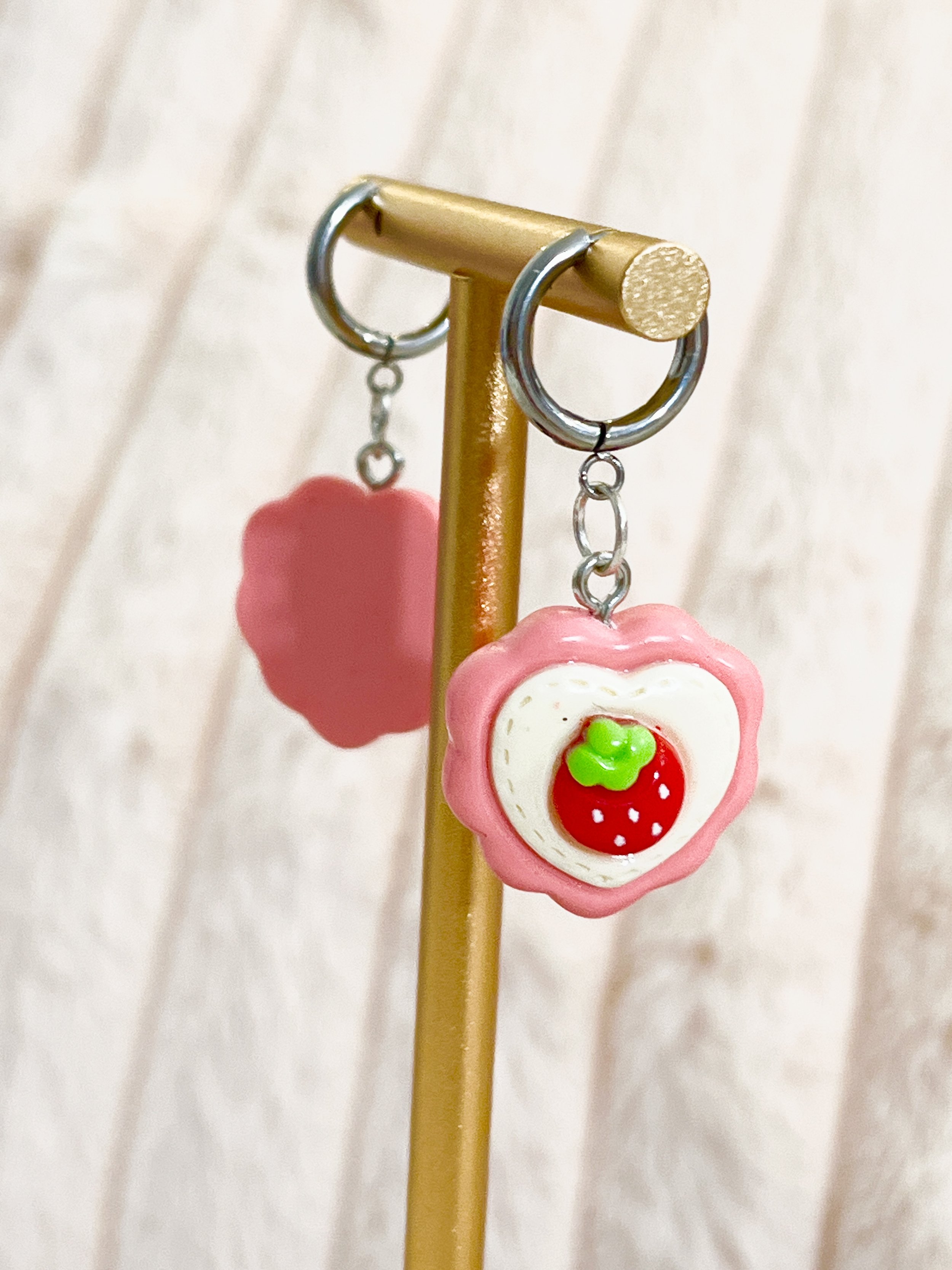 Strawberry Cookie Charm Hoop Earrings