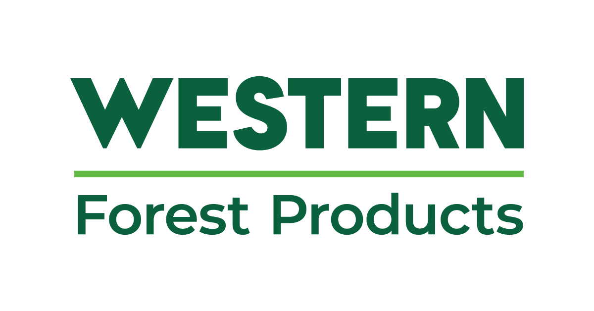 Western Forest Products logo with the business name in green text and a green horizontal line.
