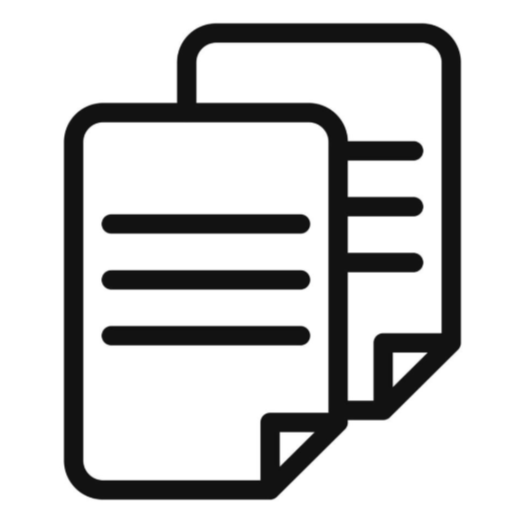Icon of two overlapping documents or papers with lines of text.