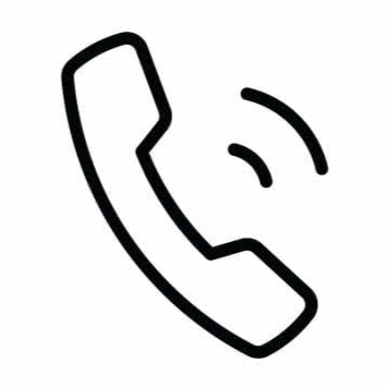 Icon of a telephone receiver with sound waves.