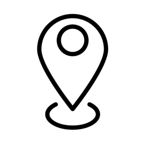 Simple line drawing of a location pin marker with a circle inside