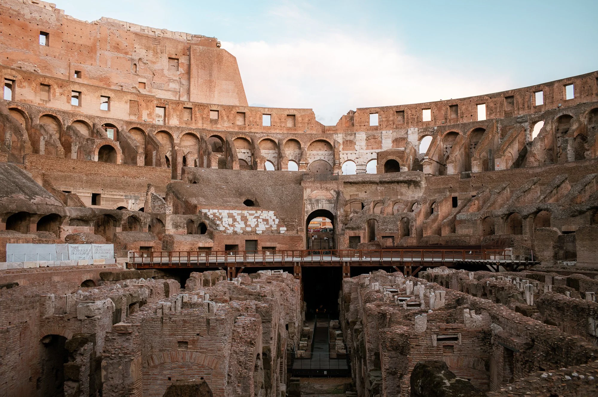 Roman Colosseum Interior at sunset