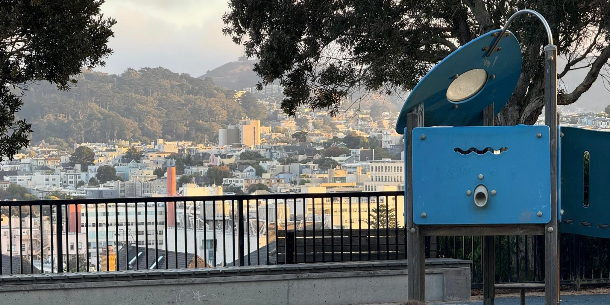 a playground up on a hill