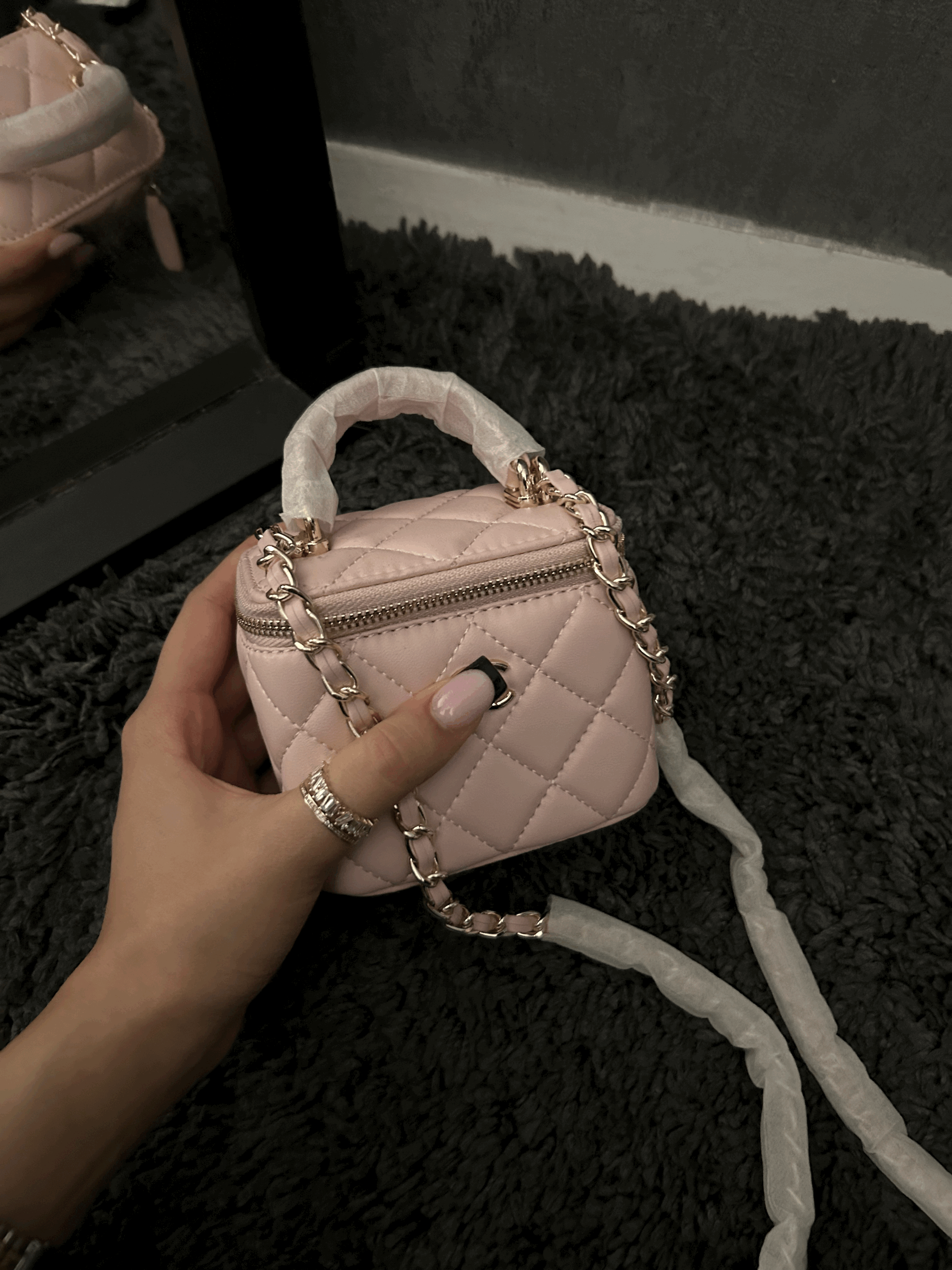 Small pink vanity bag