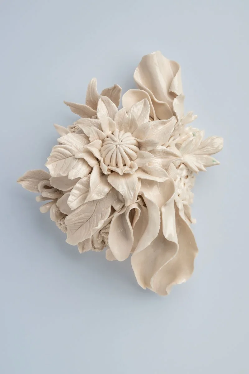 Winter Harvest Floral Porcelain Wall Sculpture