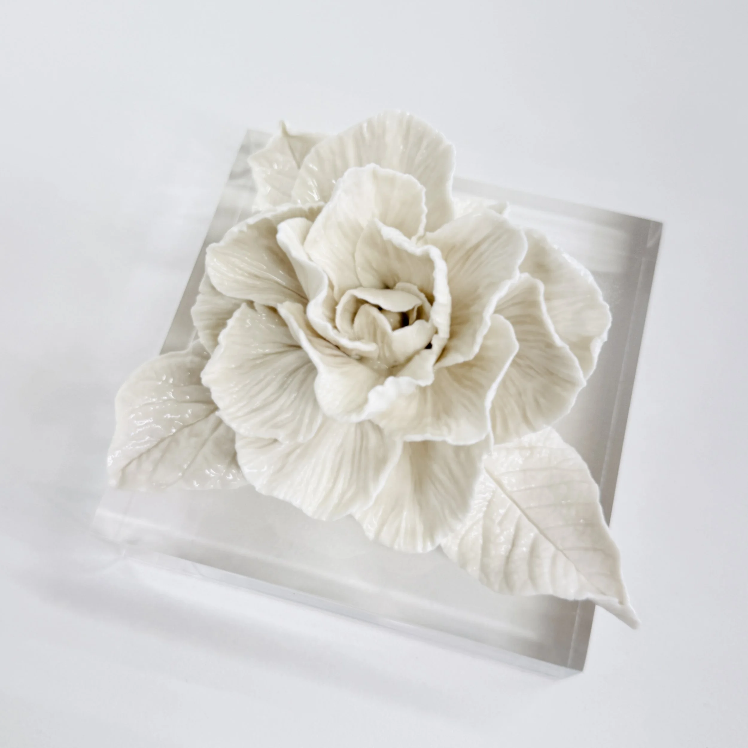 Garden Rose 2025 | Porcelain on acrylic, 5x5x4 inches