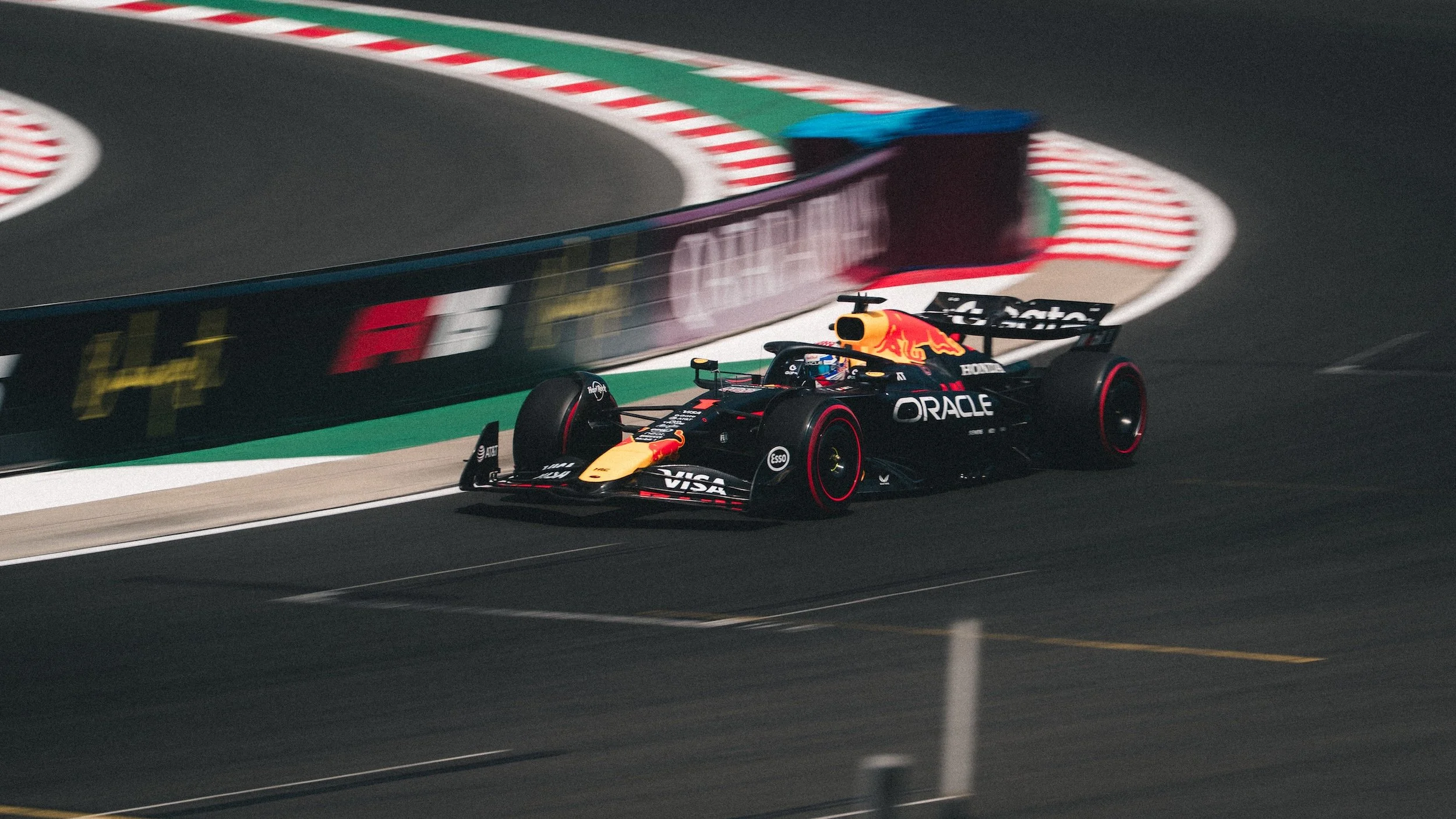 A picture taken by Marco Eberli, showing Max Verstappen on the Formula 1 track in Budapest.