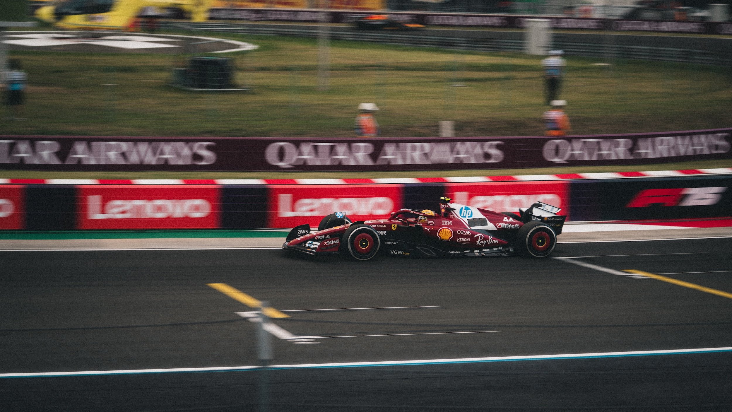 Lewis Hamilton in his Ferrari, Hungarian GP 2025 last corner, Photo Marco Eberli