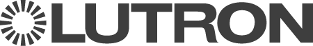 Lutron logo with a sunburst symbol.