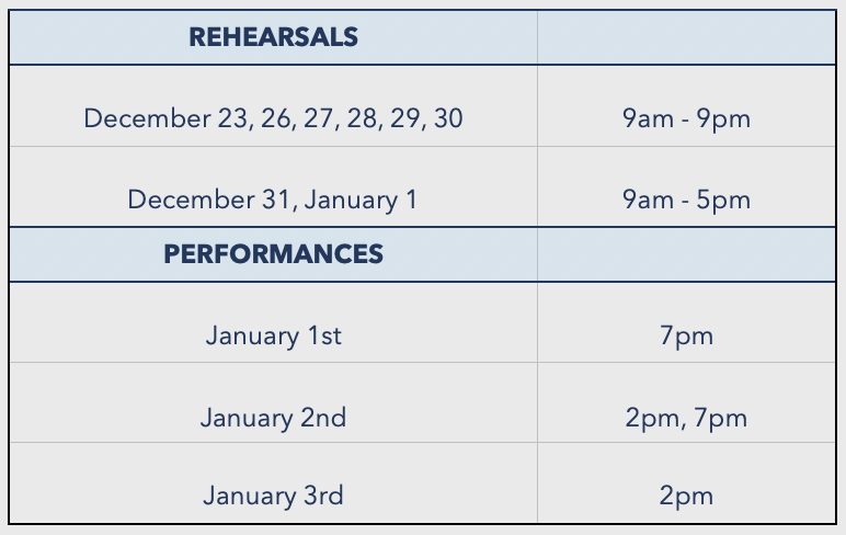 Rehearsal & Performance Schedule