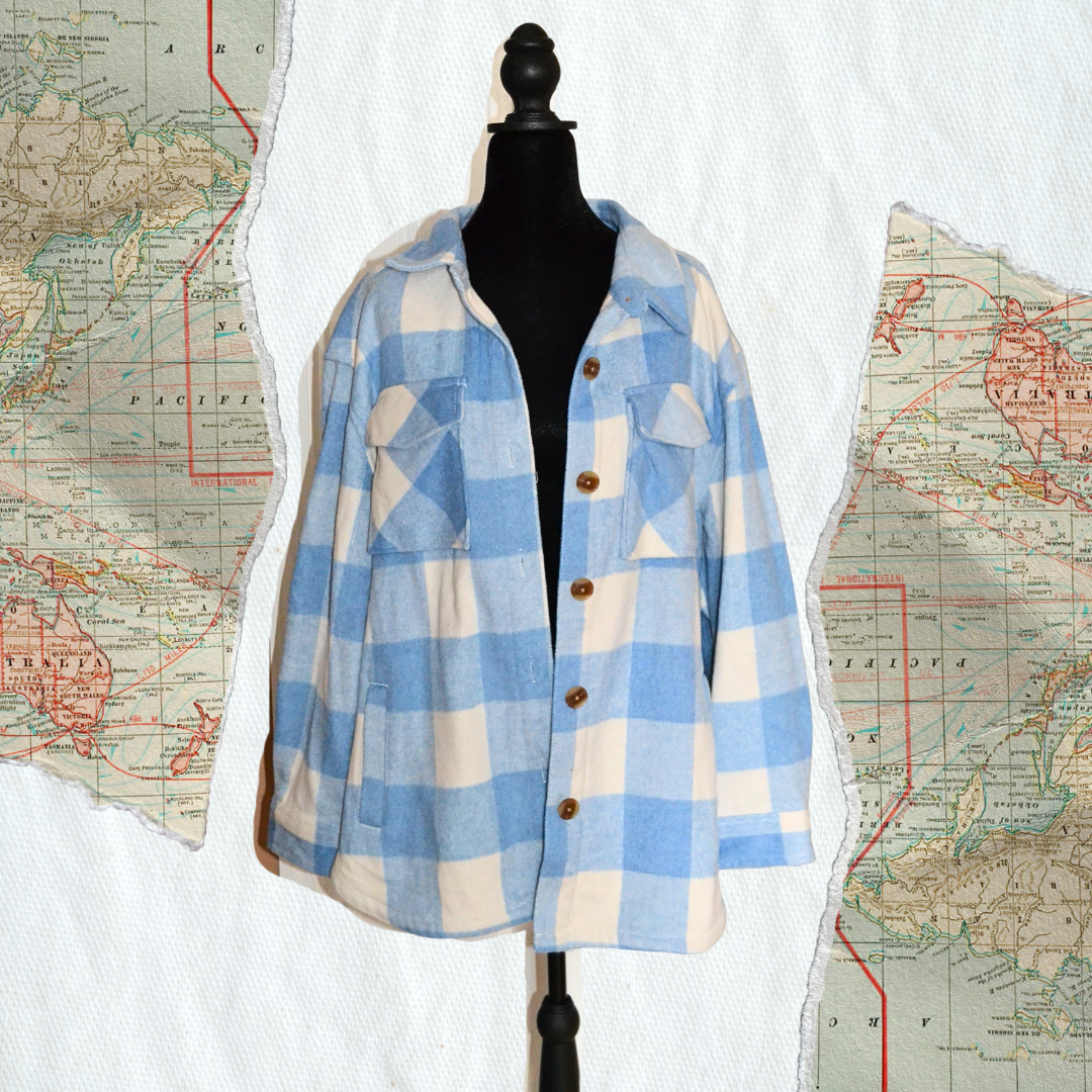 Blue and White Plaid Shacket (Shirt + Jacket)