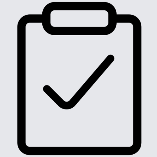 Icon of a clipboard with a checkmark.
