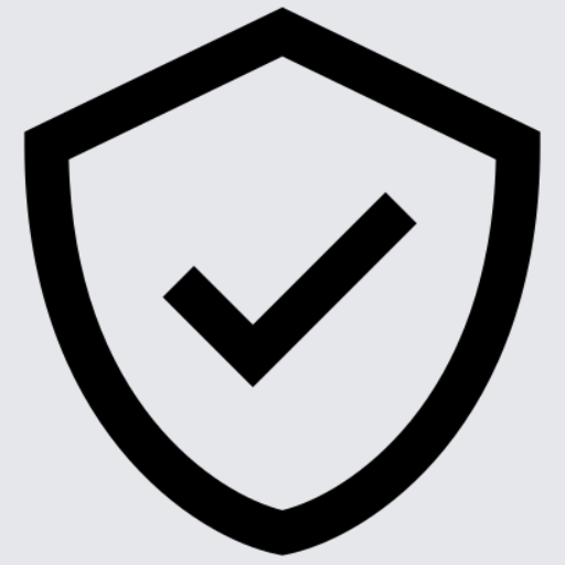 A shield icon with a checkmark inside, representing security or protection.