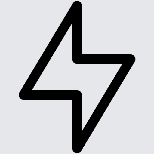 Black lightning bolt icon on a light gray background.