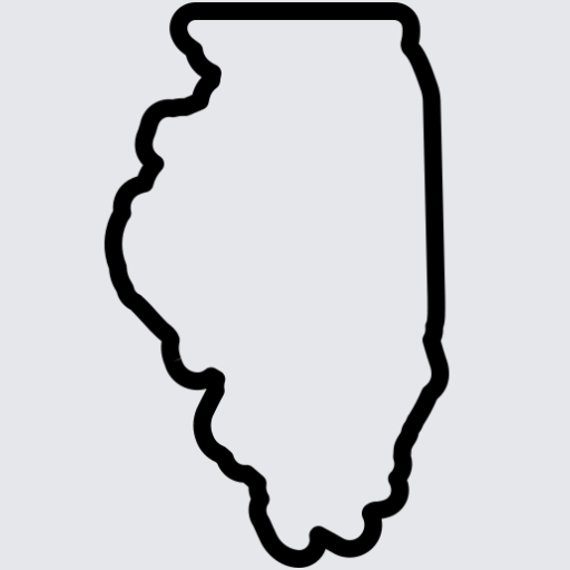 Outline of the state of Illinois with a thick black border on a gray background.