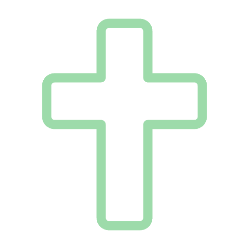 Outline of a medical cross with a green border.