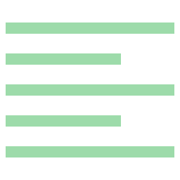 A list of five green bars