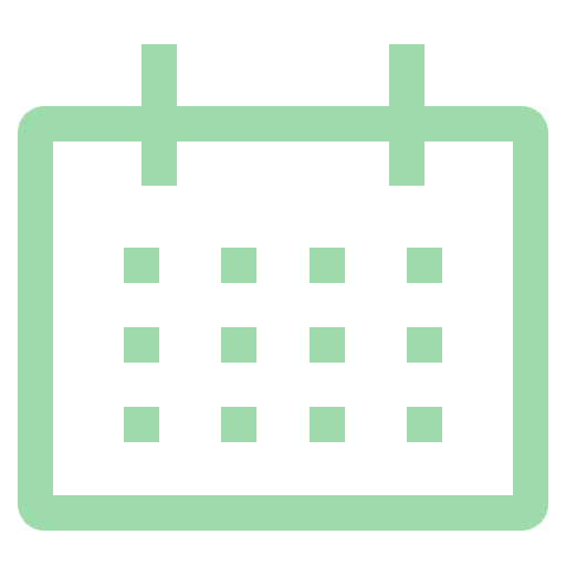 Calendar icon with a grid of dates and a thick border.