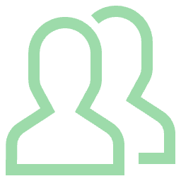 Two simplified outline icons of people in green.