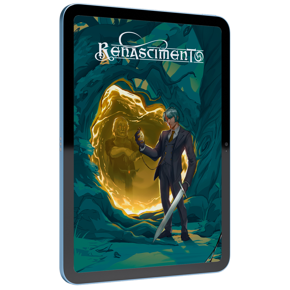Mockup do livro Renascimento em tablet
