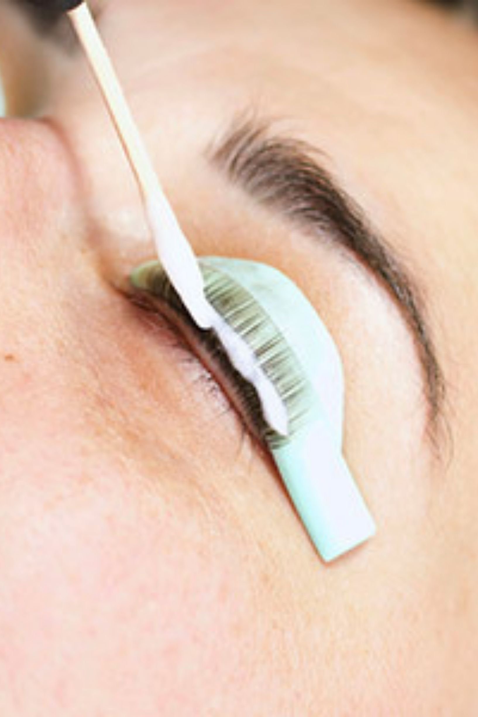 Female client getting a lash lift at Preparations Skin Spa