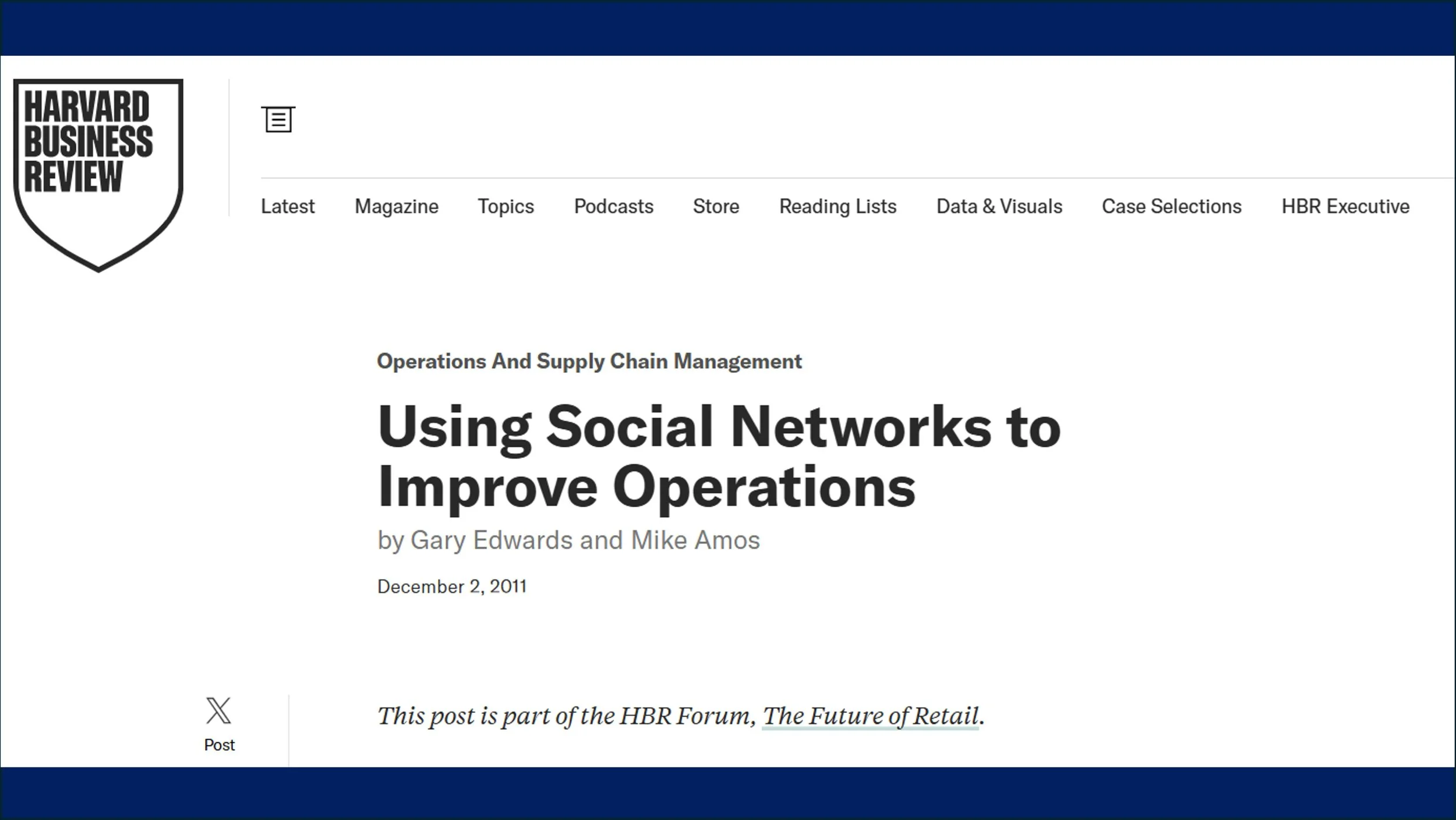 Using Social Networks to Improve Operations
