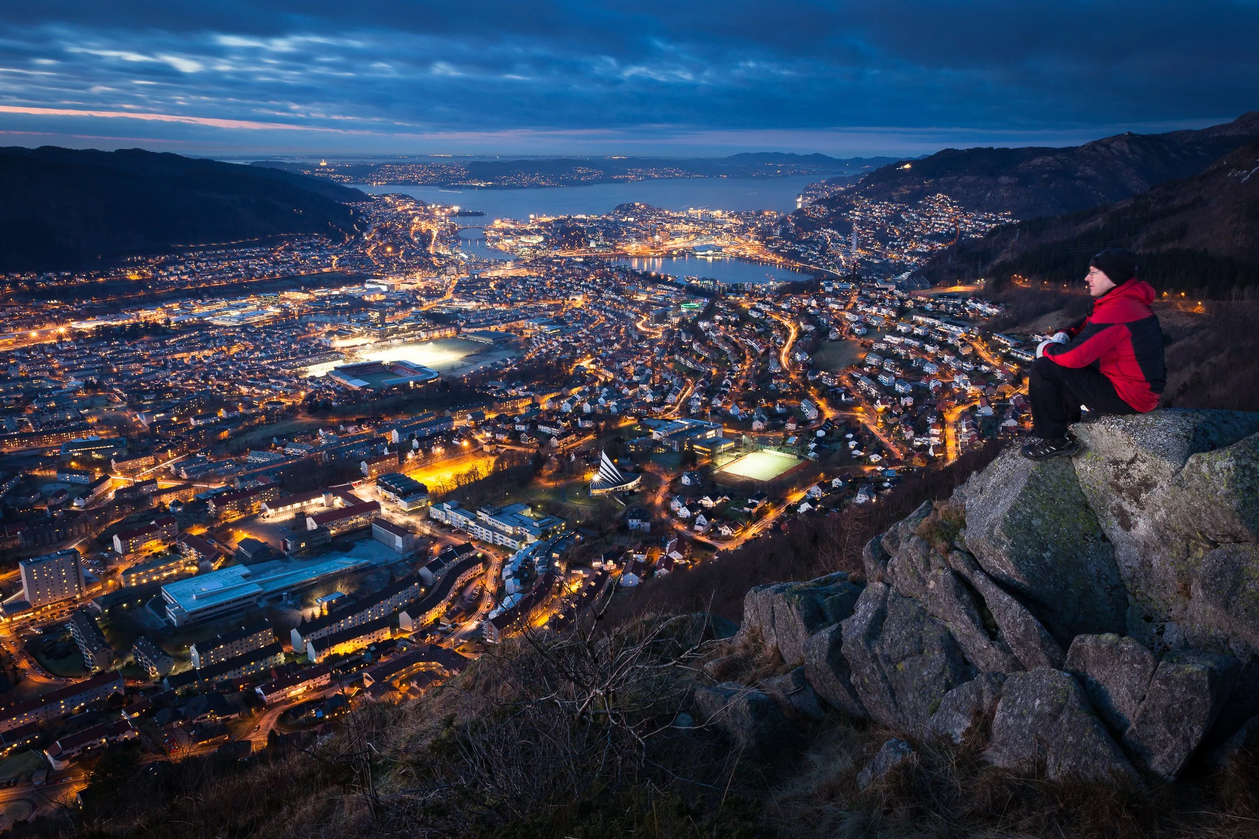 Nattlandsfjellet, Bergen—peaceful evening view over the city
