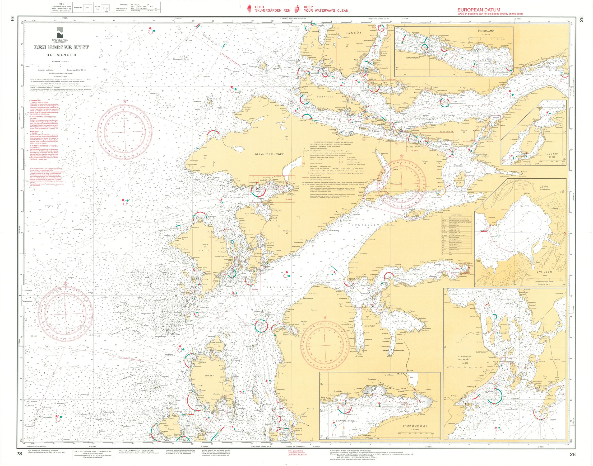 Sjøkart over Bremanger og ytre Nordfjord fra 2001, med Husevågøy, Vågsøy, Vågsfjorden, Bremangerlandet og omkringliggende farvann.