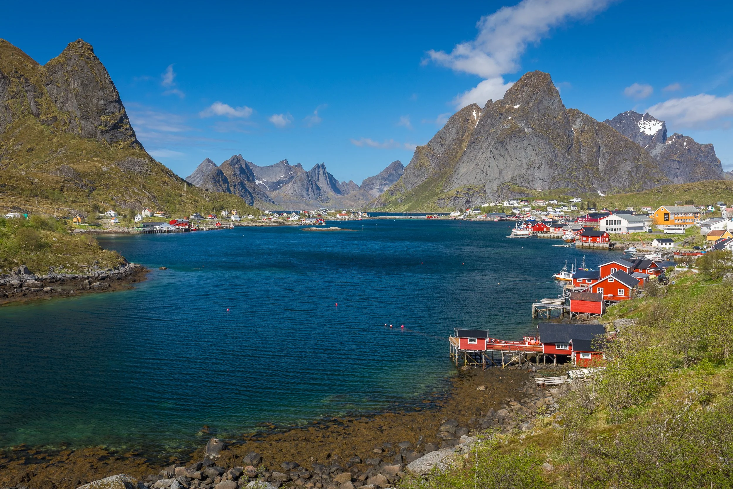 Reine in the Lofoten Islands, Norway – classic Arctic seascape of islands, channels and peaks reaching into the sky.