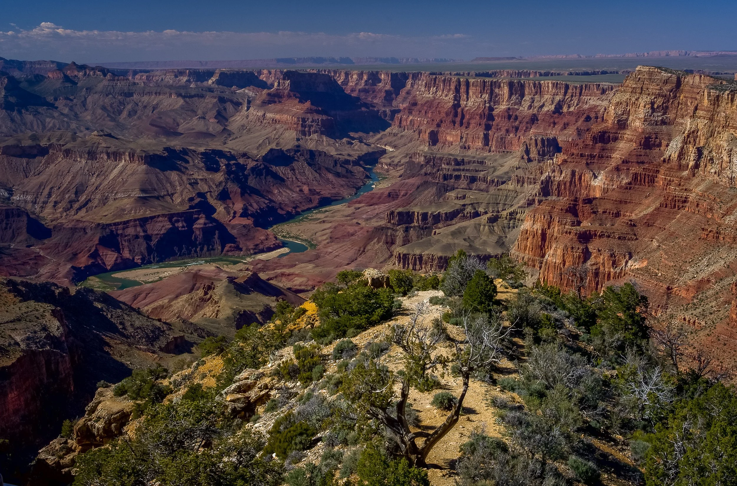 Vast afternoon view over the Grand Canyon and the Colorado River, Arizona.