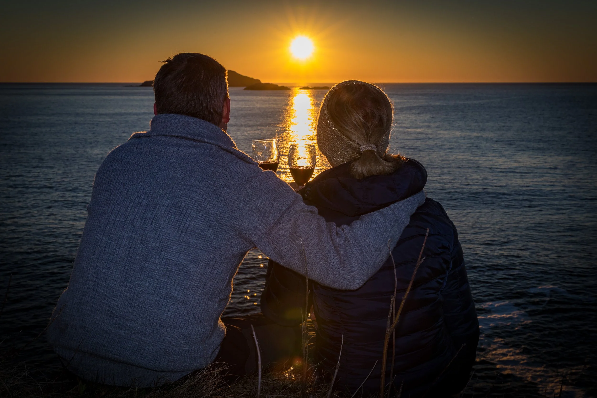 Vakker solnedgang fra Husevågøy