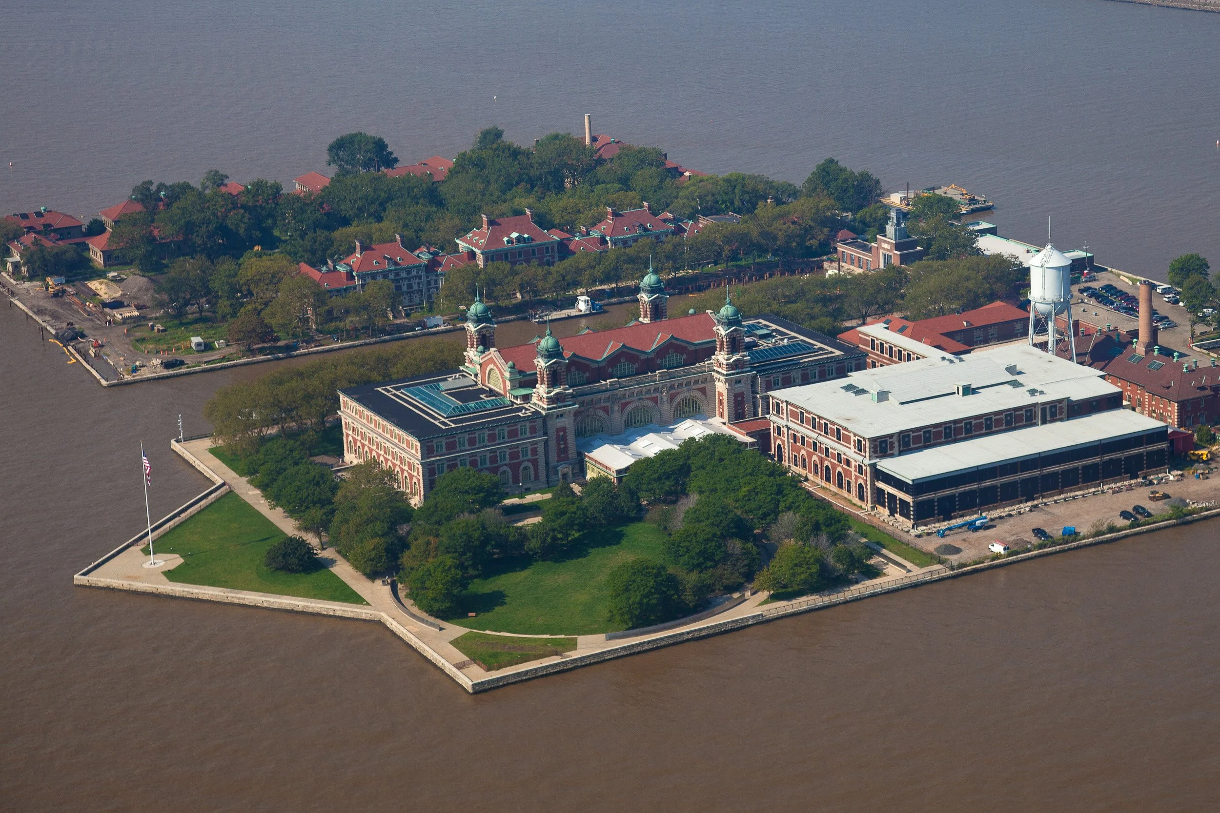 Ellis Island seen from above, where immigration history meets New York Harbour.