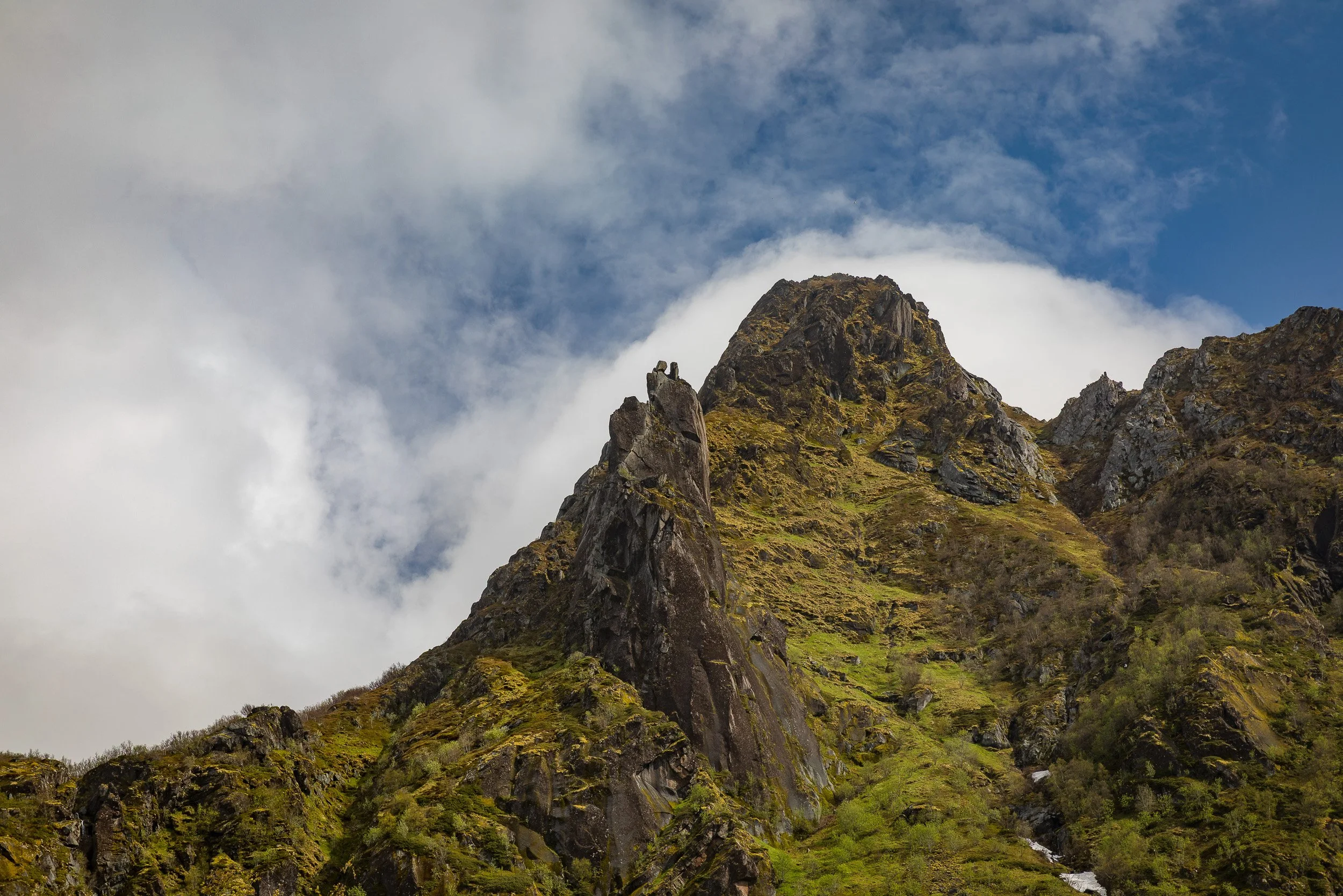Geita in Svolvær, Lofoten Islands, Norway – pointed rock formation near the harbour and town.