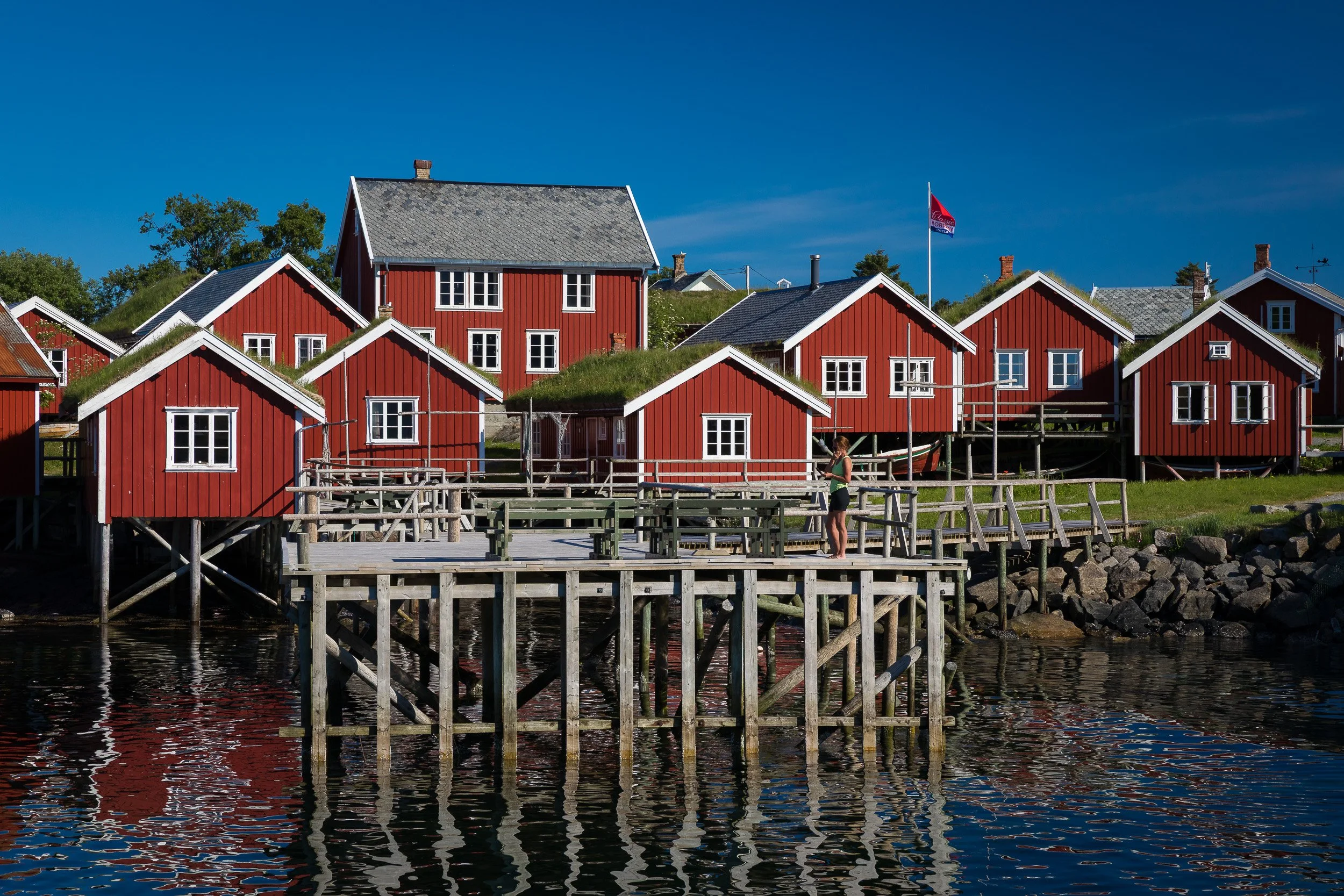 Fisherman’s cabins in Reine, Lofoten Islands, Norway – colourful harbourfront in crisp Arctic air.